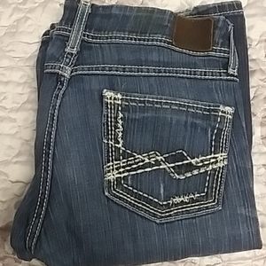 BKE Distressed Thick Stitch Jeans (Long)